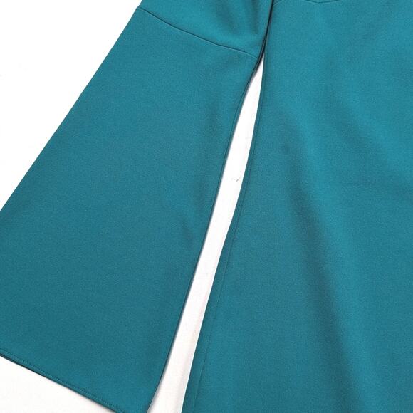 Tibi Dress Women's Size 6 Teal Bell Sleeve Sheath - Picture 3 of 11